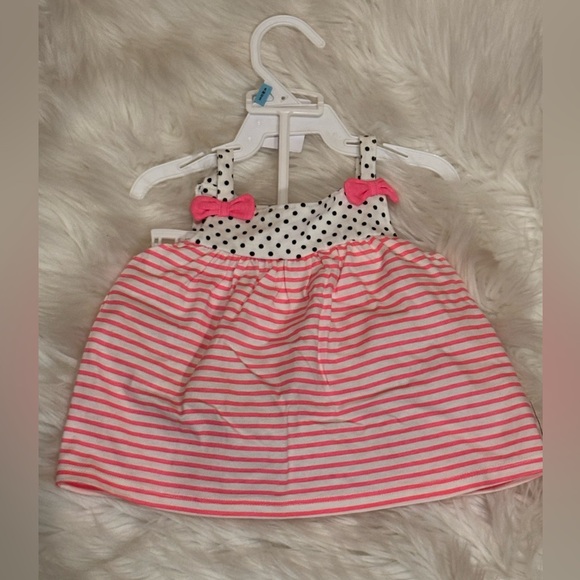 Carters Girl Pink and White Striped Baby Dress with Polka Dot Bloomer 3-6 Months - Picture 1 of 5